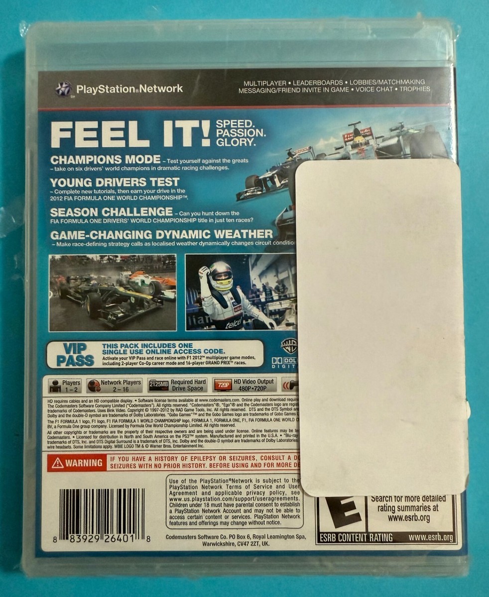 Jeu F1 Formula 1 2012 Pour PS3/PS1 - Neuf Sous Blister - Édition Essentials