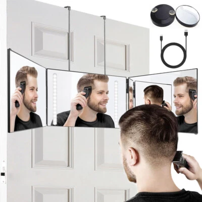 MARKENLOS 360-Grad-Spiegel LED 3 Wege Spiegel Faltbarer Kosmetikspiegel mit Halterungen DE