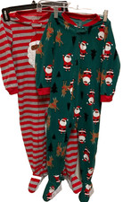 LOT of 2 Carters One Piece Footed Blanket Sleeper-Christmas Black Santa  4T 