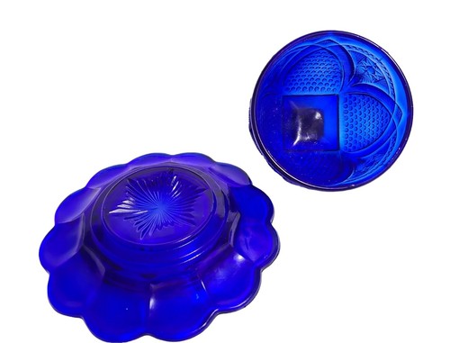 Cobalt Blue Glass Round Covered Butter Dish EAPG No. 15054 Massachusetts REPRO - Picture 11 of 14