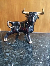 MCM Mid Century Modern Bull Black Gold 9"T x 10"L 1950's