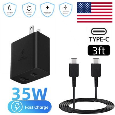 Super 35W PD Power Adapter Duo Wall Charger+Cables For Samsung S23 S22 S21 ULTRA