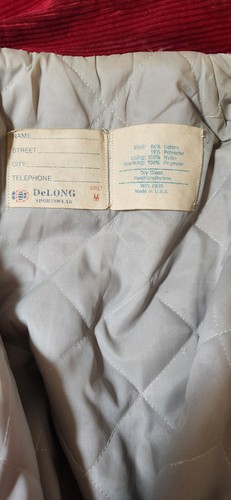 USED Vintage Chicago Blackhawks Red Corduroy Delong Adult MEDIUM Jacket Gunzos - Picture 9 of 11
