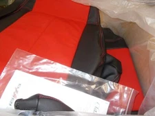 Clazzio Leather Seat Covers Set For 11 thru 13 Jeep Wrangler Unlimited Blk/Red