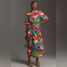 NWT Farm Rio Short-Sleeve Cutout Midi Dress. Size L