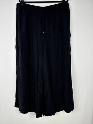 Jantzen Petite Woven Pull On Wide Leg Cover Up Pants Womens Size 2XP Black NEW