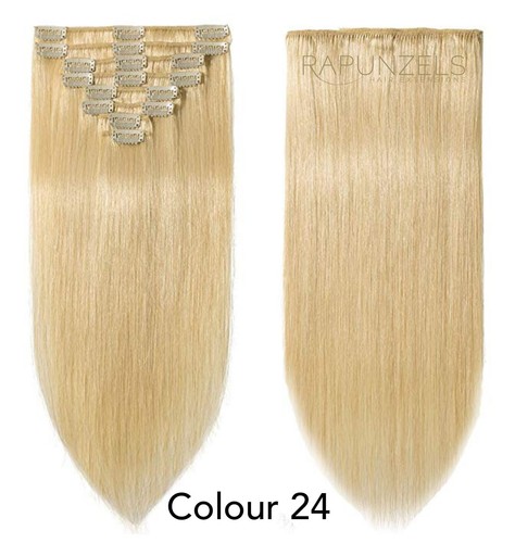 Clip In Full Head human remy hair extensions RAPUNZELS UK 20" LONG - Picture 8 of 19