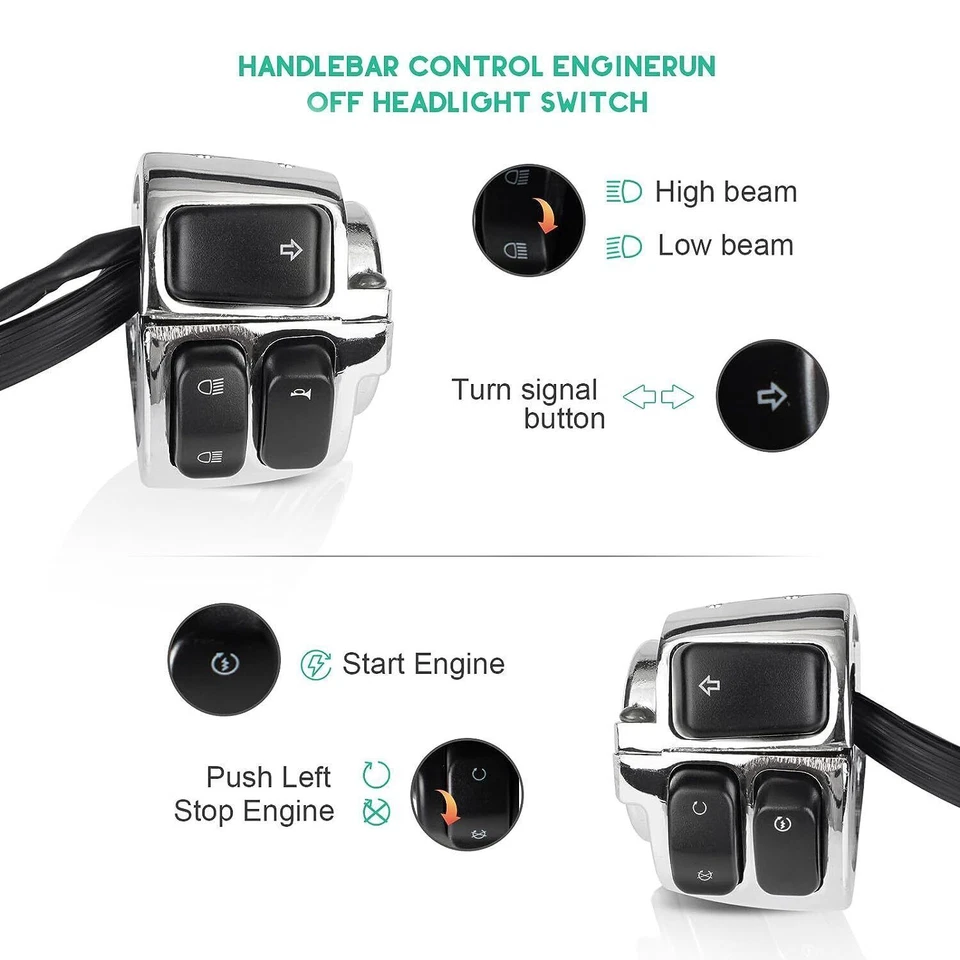 Handlebar Control Switches + Wiring Harness for Harley Sportster Dyna 1996-2012 Foto 3 de 4