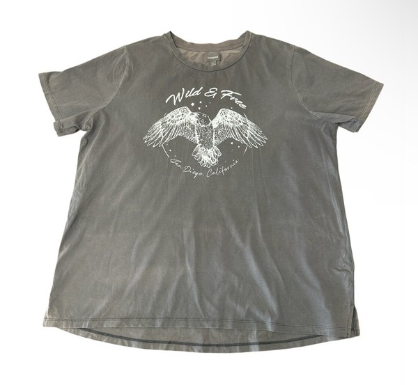 Sussan Women’s T-shirt Sz L Grey Wild & Free Band Style BZ 