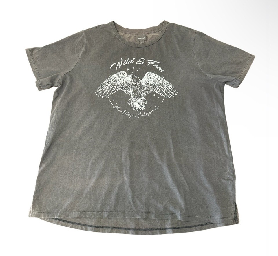 Sussan Women’s T-shirt Sz L Grey Wild & Free Band Style BZ 