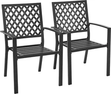 Patio Chair Set of 2 Stackable Outdoor Dining Chairs for Yard Garden Metal Chair
