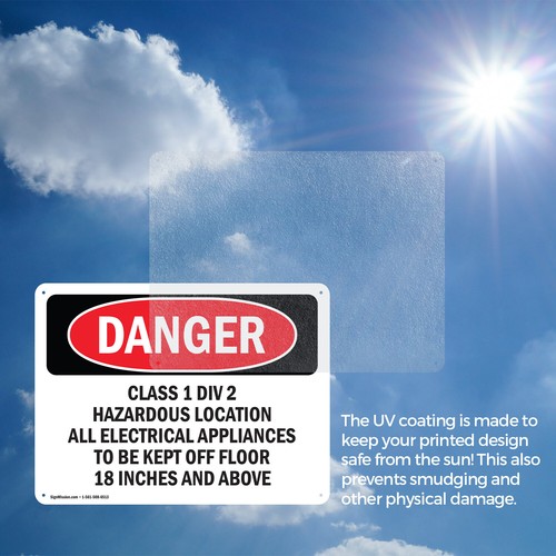 (2 Pack) Class 1 Div 2 Hazardous Location All Electrical OSHA Danger Sign Decal - 第 7/22 張圖片