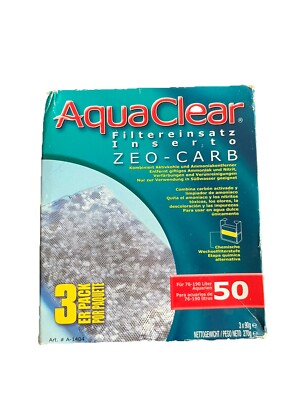 AquaClear 50 Zeo-Carb Filter Insert, Aquarium Filter Replacement Media , 3 Pack