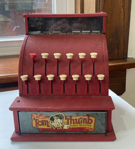 Caja registradora Tom Thumb excelente estado con monedas de plástico originales
