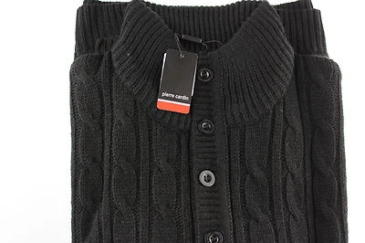 Pierre Cardin klobiger Mock Neck Neck Pullover/Pullover Knopfausschnitt L, XL & XXL Neu