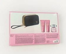 Versace Bright Crystal 4pc Gift Set 3oz EDT+3oz B/L+3oz S/G+Bag