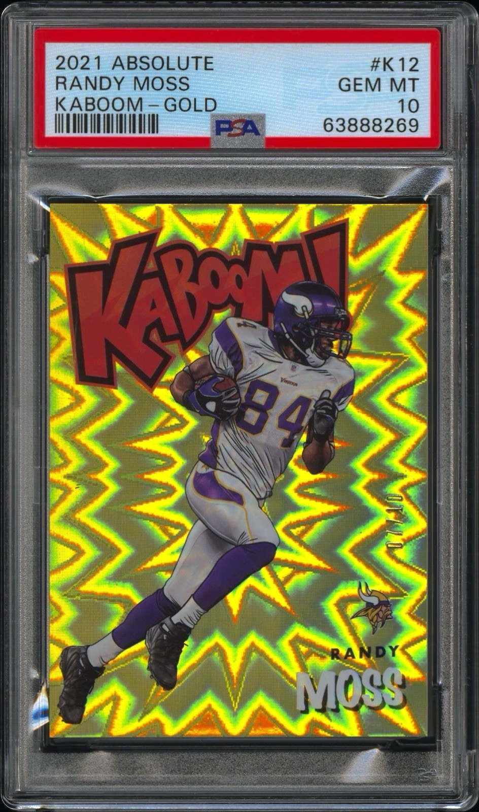 Randy Moss 2021 Absolute Kaboom Gold /10 PSA 10 POP 4 SUPER RARE