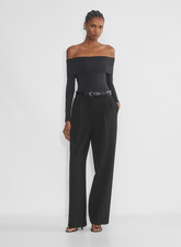 Aritzia Women's Contour Deco Off Shoulder Long Sleeve Bodysuit black M NEW