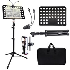 Sheet Music Stand with Light Phone Holder, 57" Music Stand for Sheet Music ...