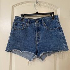 Levi's 501 Women s Jean Distressed Premium Shorts Size 28 Button Fly Denim