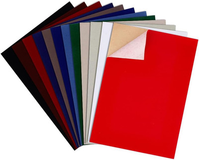 24Pcs 12 Farben selbstklebende Samt Beflockung Liner Blatt, 29,5x20cm DIY Befloc