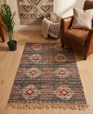 Tribal Blockdruck Indischer Regenbogen Geometrischer Flickenteppich 120 cm x 180 cm