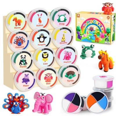 Air Dry Clay Kit for Kids, 12 Animals Modeling Clay for Kids, Molding Clay wi...