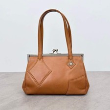 Vivienne Westwood Orb Leather Kiss-Lock Handbag Brown Made in Japan