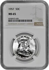1957 50C Silver Franklin Half Dollar NGC Graded MS 65 White in New Holder