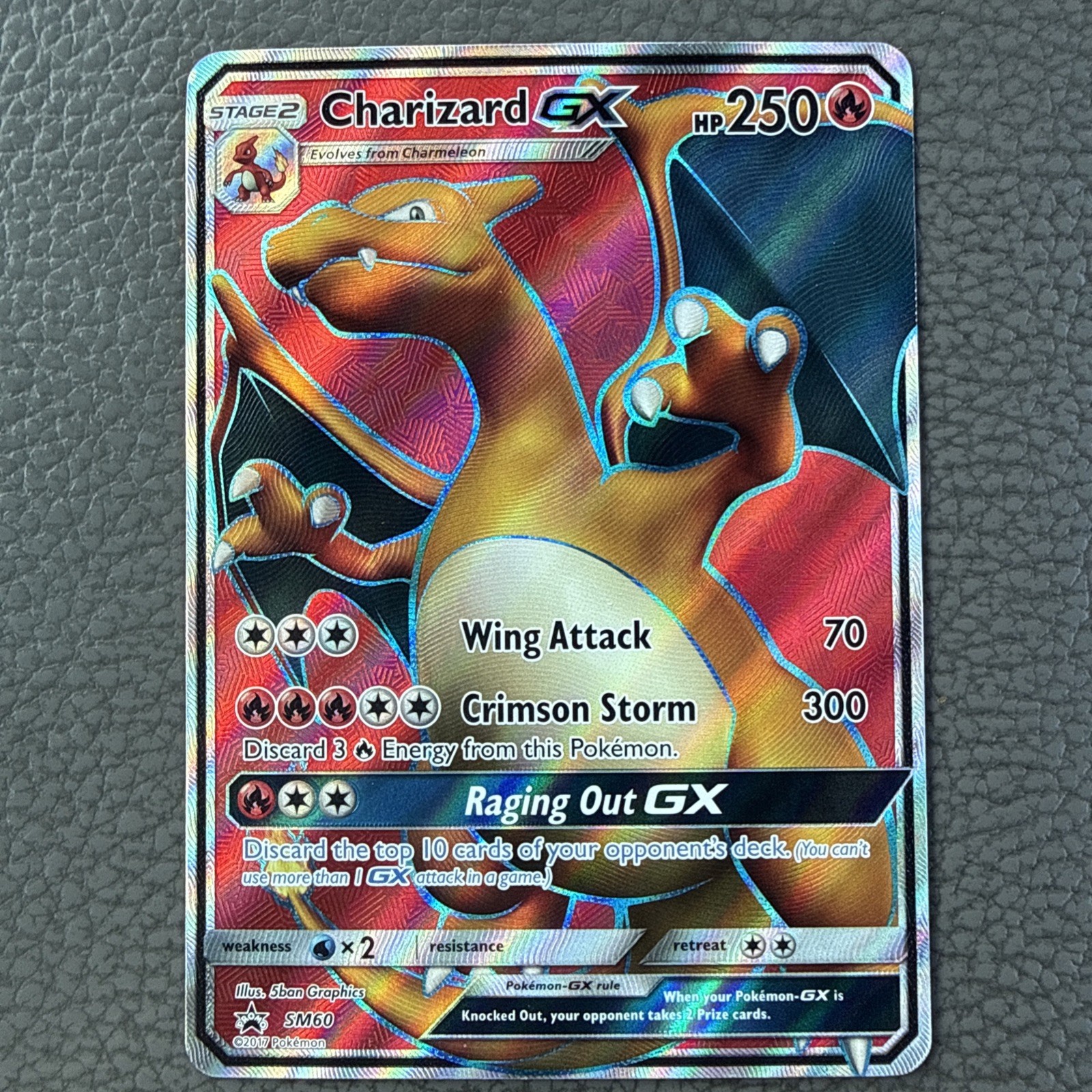 Pokemon Charizard GX Full Art Holo Black Star Promo Card SM60 🔥