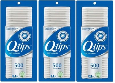 Q-Tips Cotton Swabs, 500 Count (Pack of 3) Pack 3, White