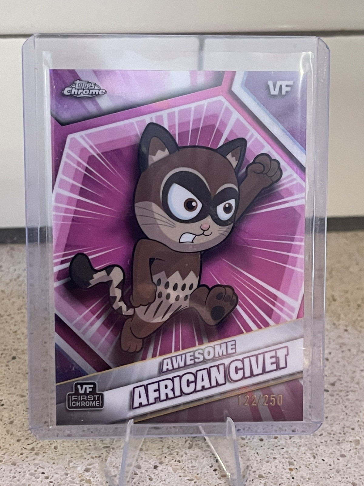 Awesome African Civet 2026 Topps Chrome VeeFriends Pink Refractor 122/250