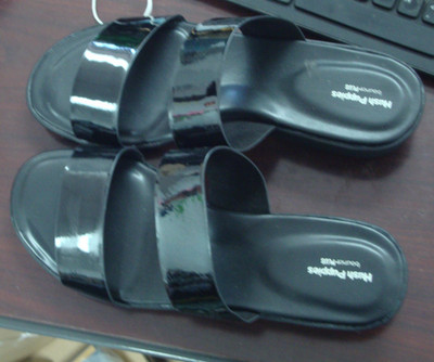 Hush Puppies Bounce Plus NIB Women's Fiesta Black Brite Jells Slide Size 12-DF