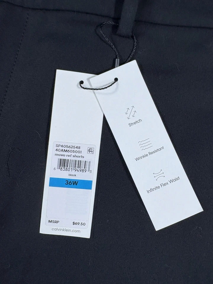 Pantalones Cortos Calvin Klein Para Hombre 36 Negros Árbitro Elastizados Preppy Golf Calce Clásico Nuevos con Etiquetas Foto 4 de 4