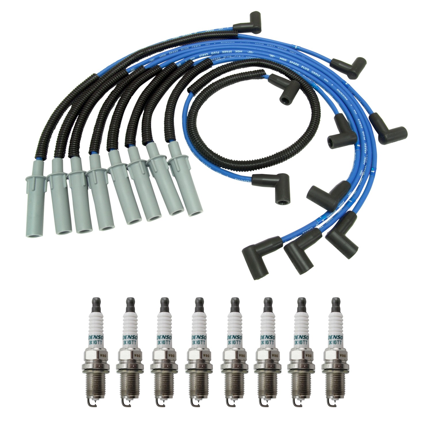 NGK 7mm Wire Set 8 Denso Iridium Spark Plug Kit For Dakota Durango Ram 1500 V8