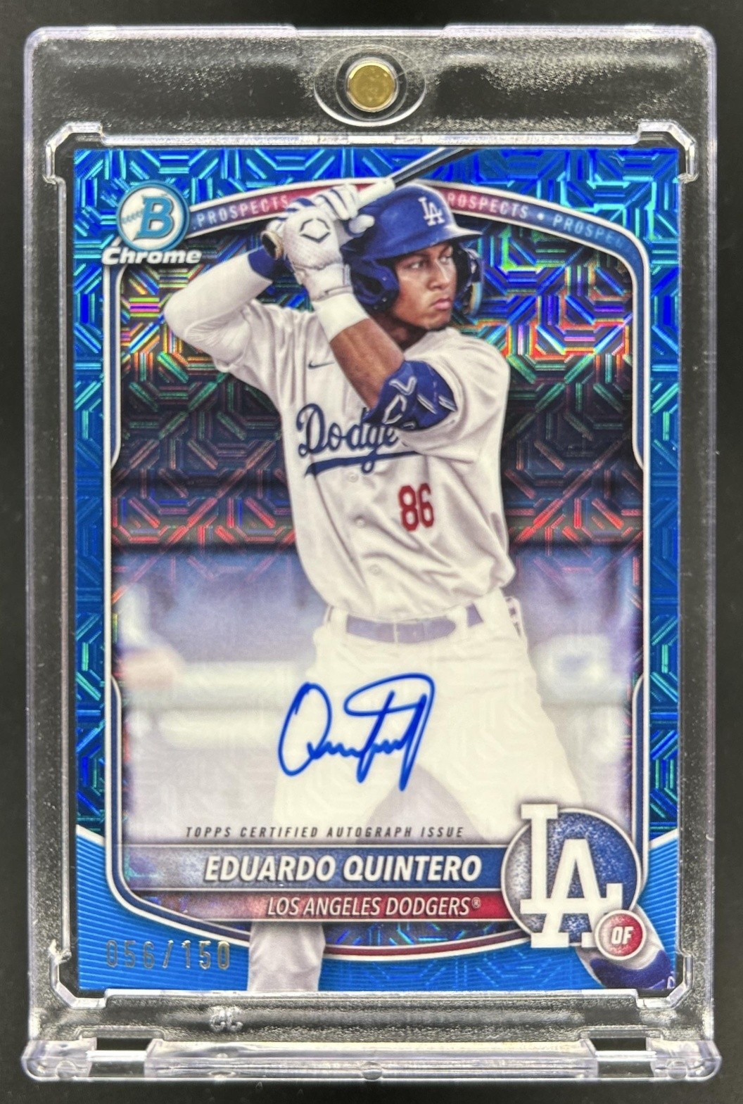 2025 Bowman Eduardo Quintero Chrome Auto Mega Box Blue Refractor 1st #/150