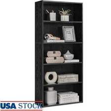 Adjustable 5-Tier Bookshelf Space Saving Storage Shelf Living Room Office New