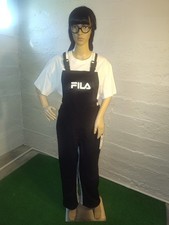 NWT Fila Logo Nadelle Overalls Black White Windbreaker Fabric Womens Size Small