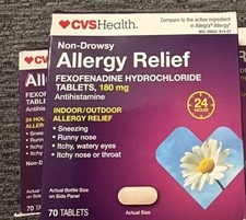 CVS Non Drowsy Allergy Relief 70 Tabs x 2 Boxes