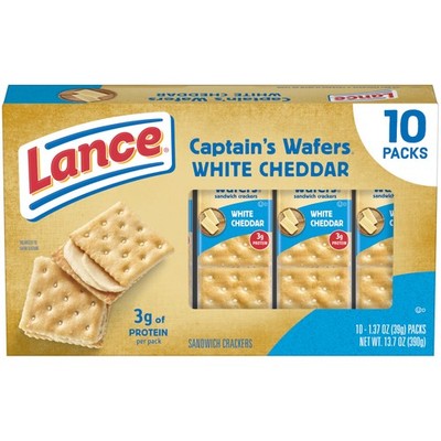 Lance Sandwich Crackers, Captain's Wafers White 1.37 Ounce (Pack of 10) 