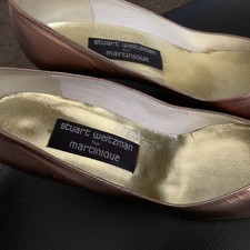 Stuart Weitzman for Martinique Metallic Pink Leather 3 in heels