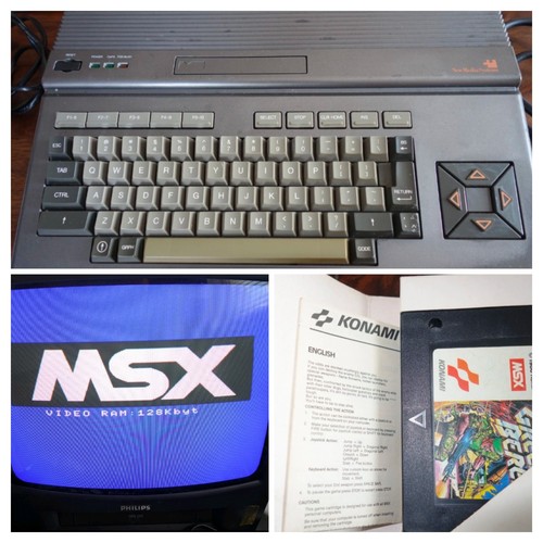 MSX 2 vintage komputer PHillips NMS 8245 + zielony beret gra ROM