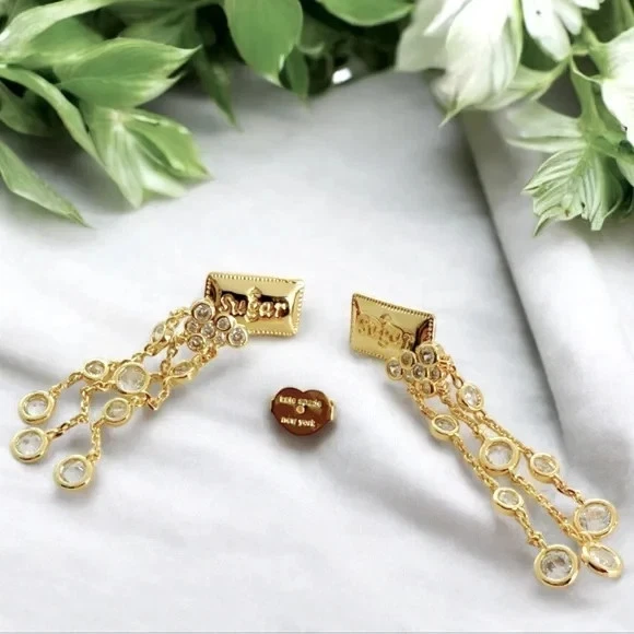 Kate Spade Coffee Break Sugar Packet Statement Earrings, in gold. Retail $129 - Image 4 of 4