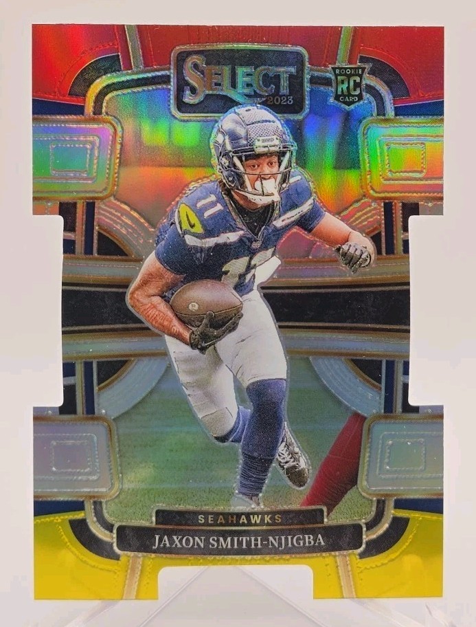 2023 Panini Select - Concourse Jaxon Smith-Njigba #87 Red & Yellow Prizm Die-Cut