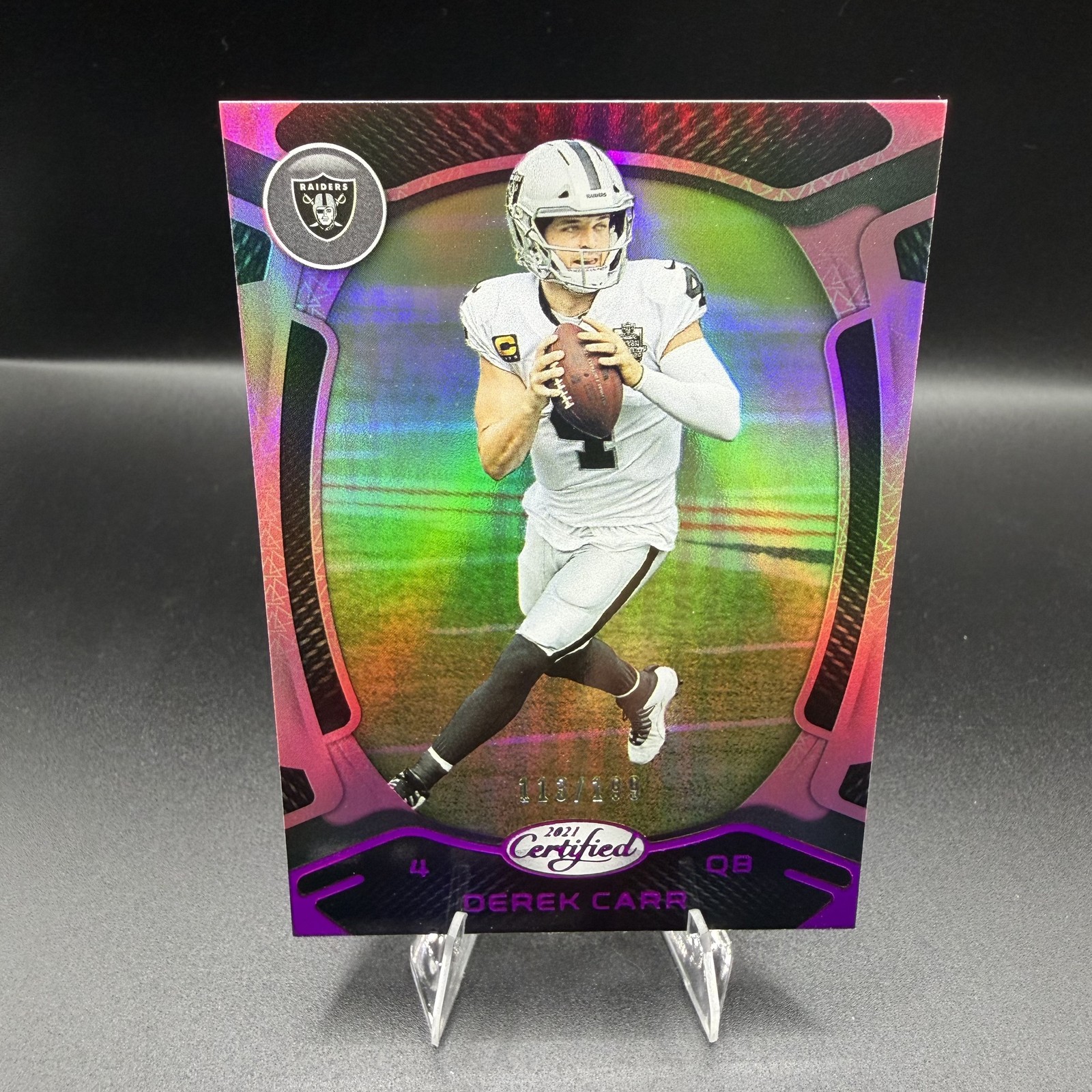 2021 Panini Certified #46 Derek Carr Mirror Pink #/199