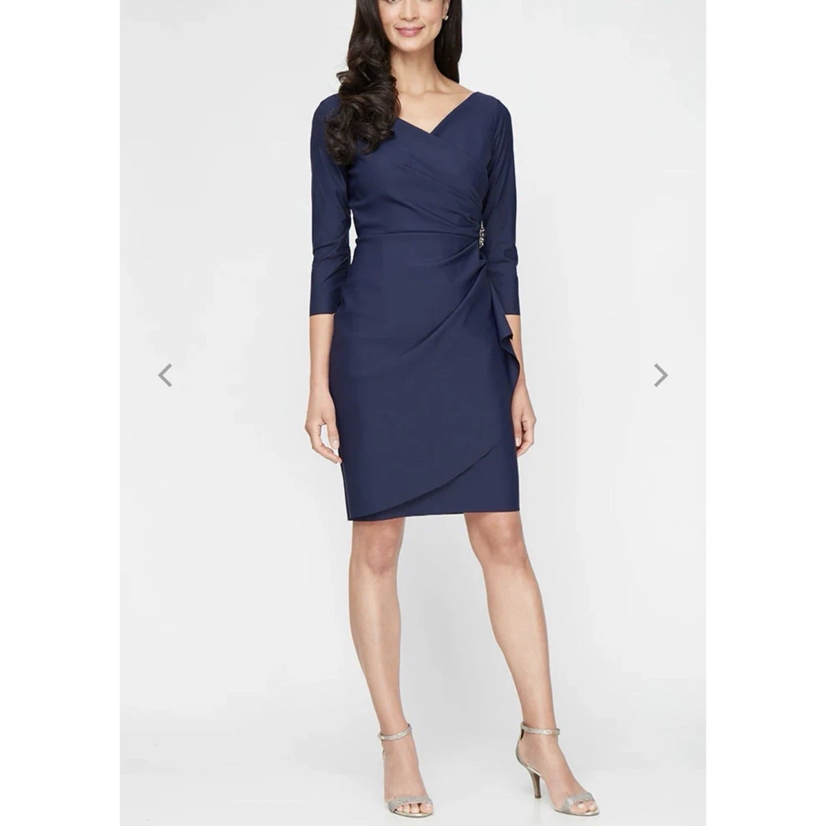 green emerald velvet dress Alex Evenings 81171230 Short 3/4 Sleeve Dress