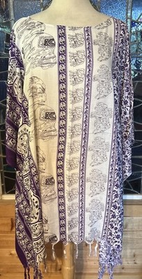 Kathmandu Imports Womens Tunic Pullover Beach Coverup ONE SZ Elephant Print NWT