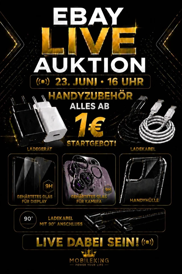 Alles ab 1€ live Auktionen: iPhone,  Samsung, Huawei, Xiaomi Handyzubehör