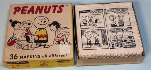 Vintage Peanuts Napkins 1958 Complete Unused 36 Cocktail Paper Napkins