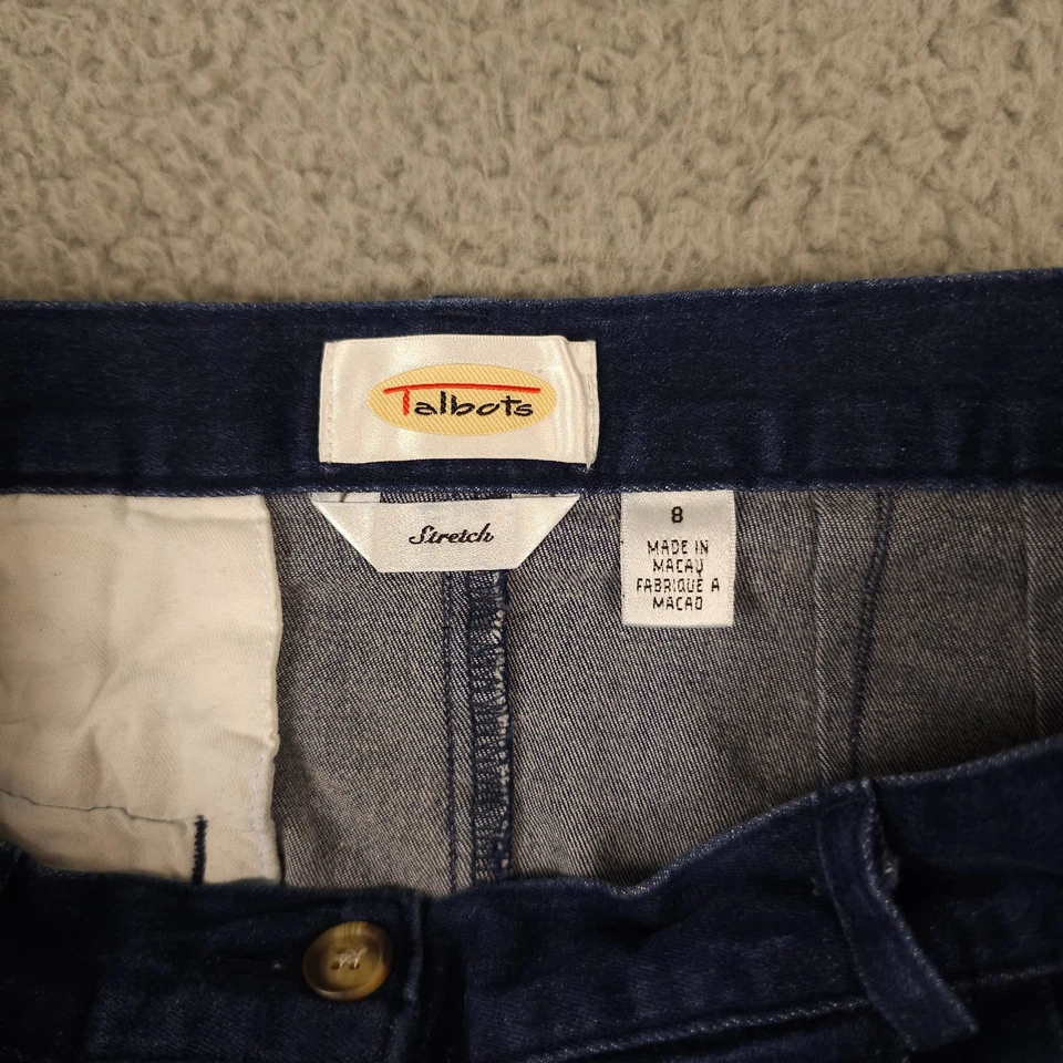 Vintage Talbots Jean Skirt Womens 8 Blue Denim A Line Knee Cotton Stretch Casual - Image 3 of 4
